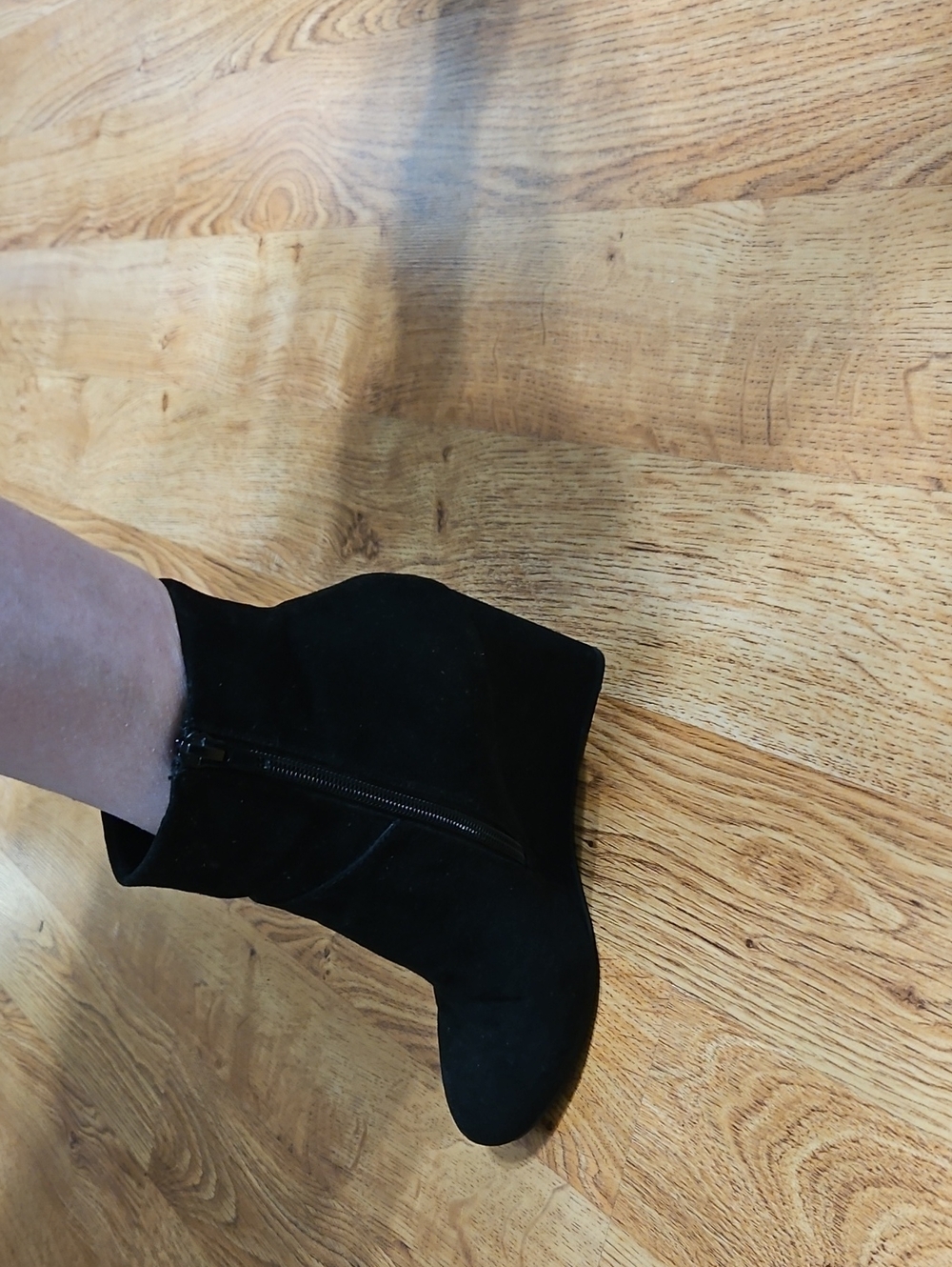 Christian Siriano Black Suede-Look Ankle Booties with Side Zip - Picture 5 of 8